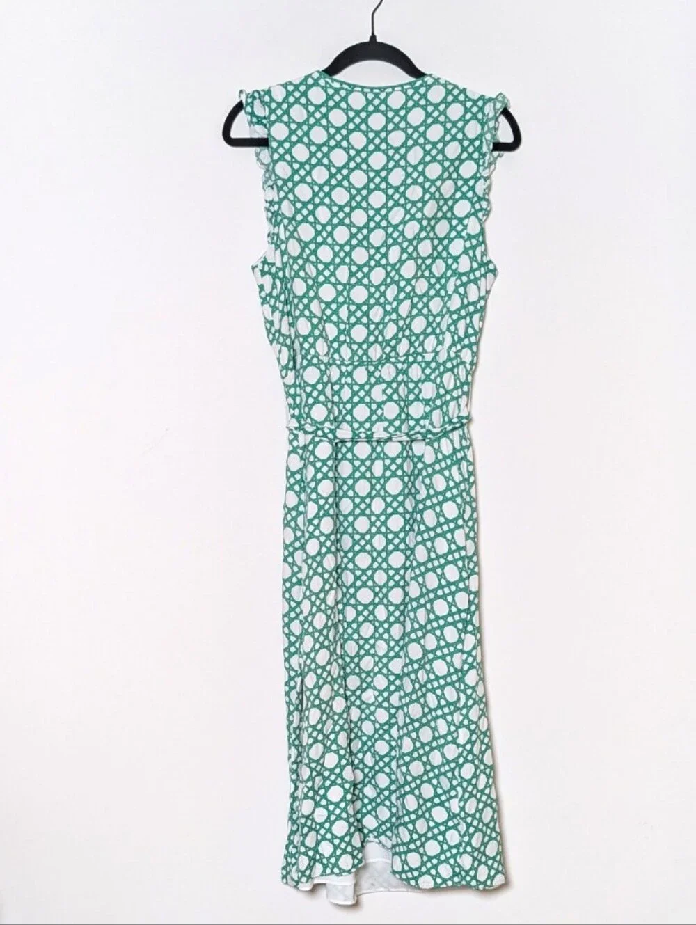 Ann Taylor Loft Sleeveless Green Geometric Printed Midi Dress Size Large
